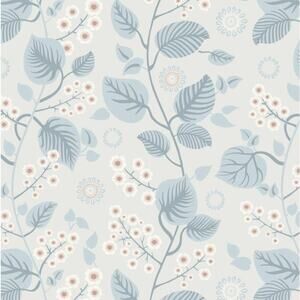 Drhwefsq Floral Peel Stick Wallpaper Blue White Leaves 17.3"x 196" Self Stick S1